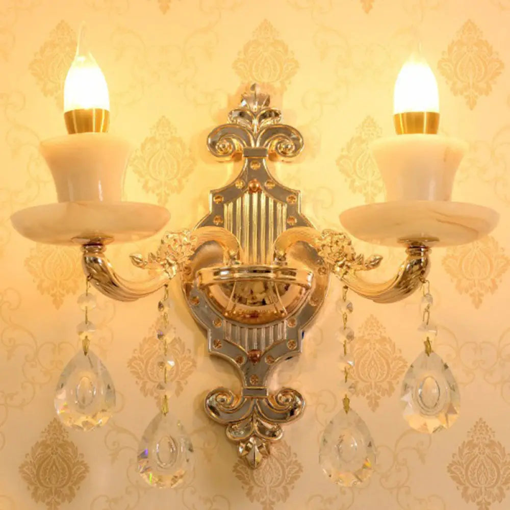 DecorBites™ Modern Gold Crystal Droplet Glass Flower Wall Mount Sconce