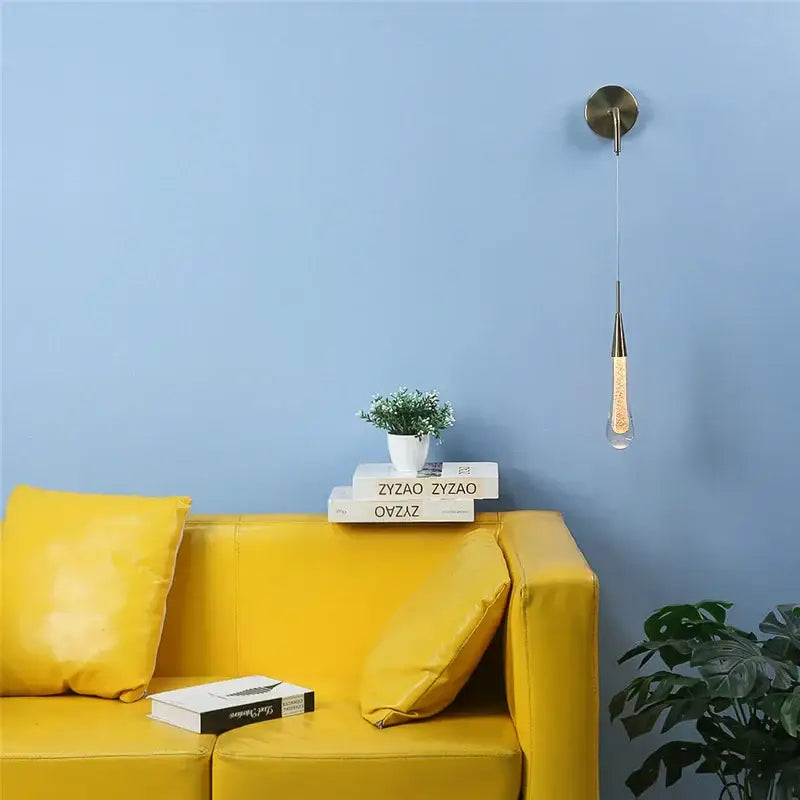 Modern gold crystal droplet wall lamp living room sconce