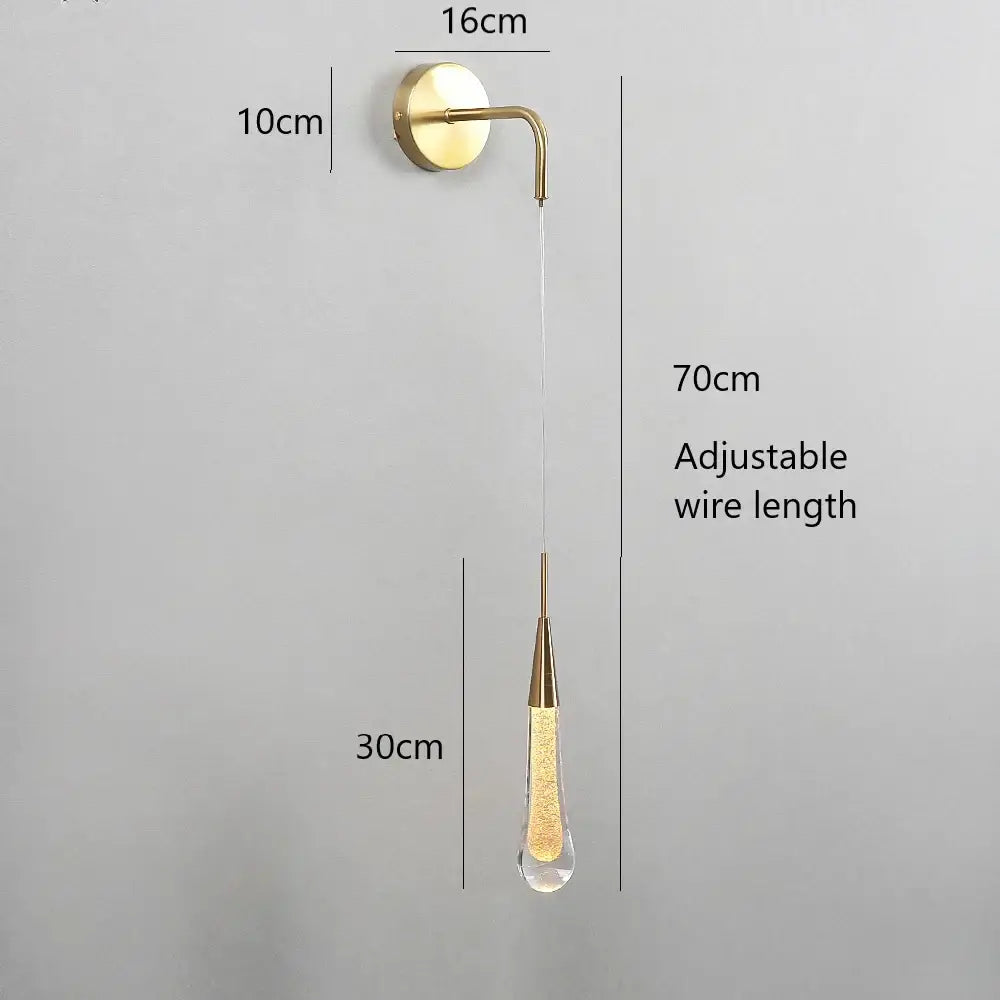 Modern gold crystal droplet wall lamp living room sconce