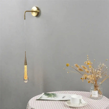 Modern gold crystal droplet wall lamp living room sconce