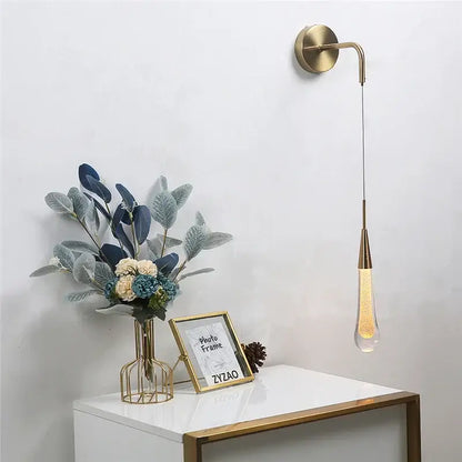 Modern gold crystal droplet wall lamp living room sconce