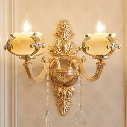 Modern gold crystal droplet wall mount light bedroom sconce