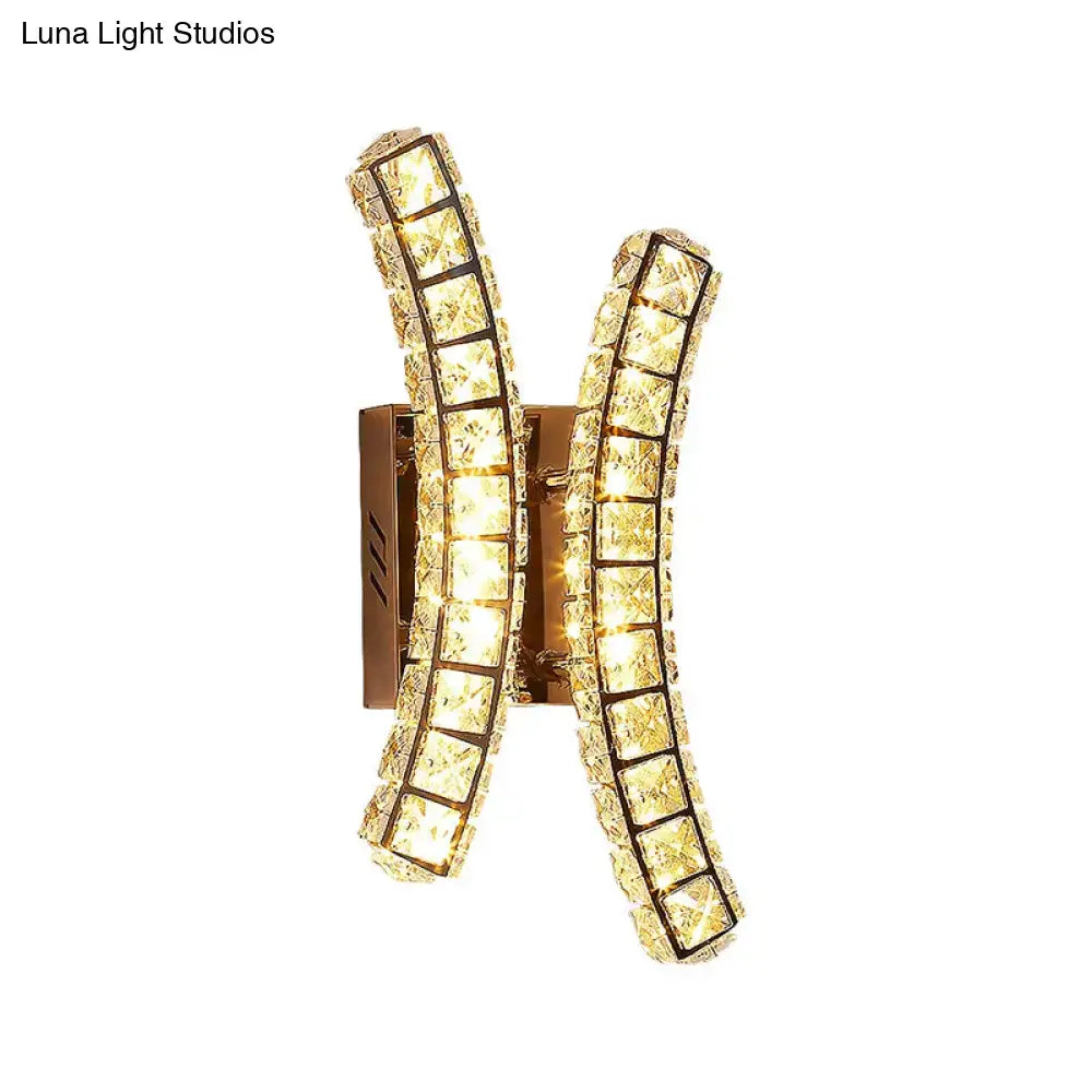 Modern gold crystal dual wall sconce bedroom warm & white light