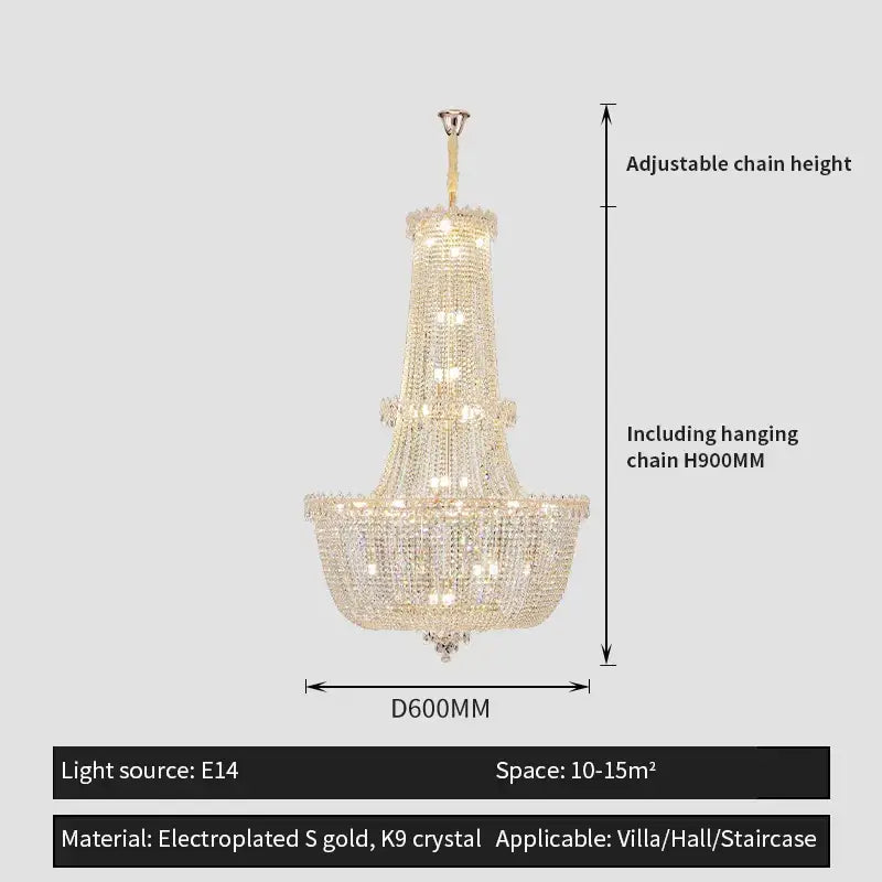 Modern gold crystal duplex chandelier for living room