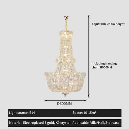 Modern gold crystal duplex chandelier for living room