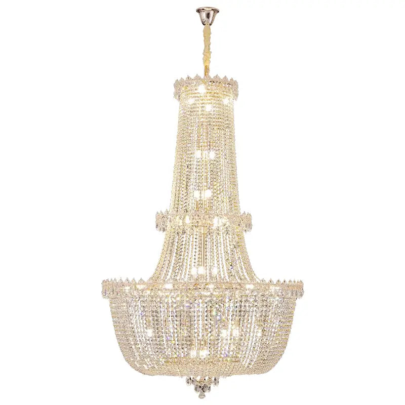 Modern gold crystal duplex chandelier for living room