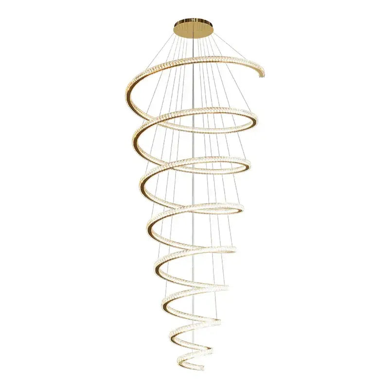 Modern gold crystal duplex ring pendant light dining room chandelier