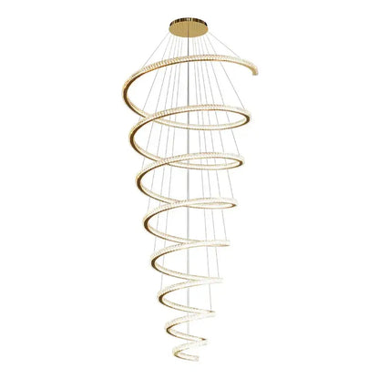 Modern gold crystal duplex ring pendant light dining room chandelier