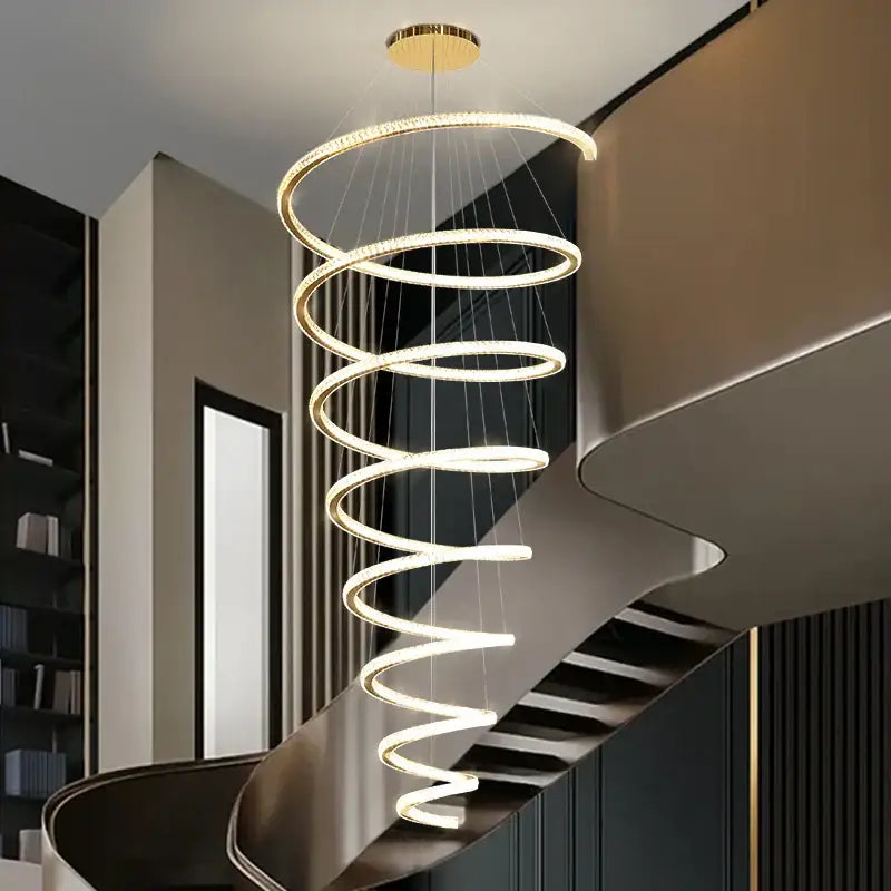 Modern gold crystal duplex ring pendant light dining room chandelier