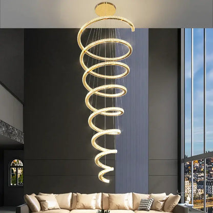 Modern gold crystal duplex ring pendant light dining room chandelier