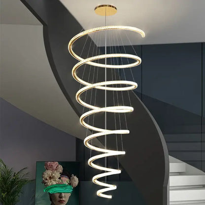 Modern gold crystal duplex ring pendant light dining room chandelier
