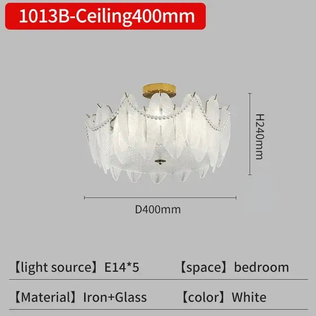 Modern gold crystal feather chandelier living room pendant light