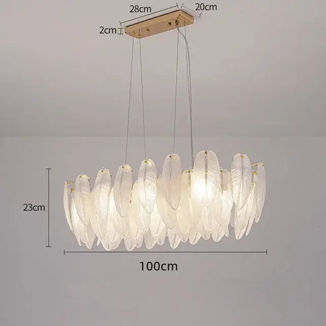 Modern gold crystal feather chandelier living room pendant light