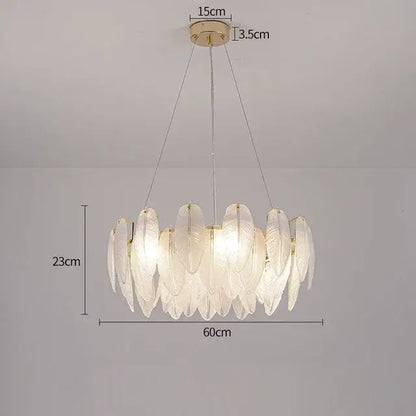 Modern gold crystal feather chandelier living room pendant light