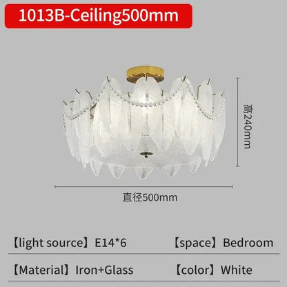 Modern gold crystal feather chandelier living room pendant light