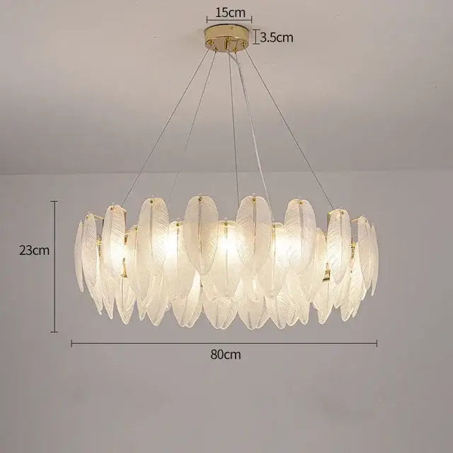 Modern gold crystal feather chandelier living room pendant light