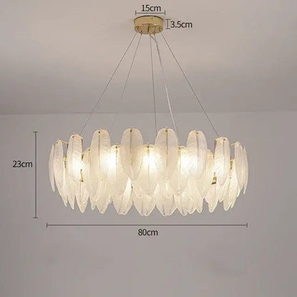 Modern gold crystal feather chandelier living room pendant light