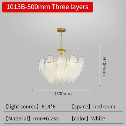 Modern gold crystal feather chandelier living room pendant light