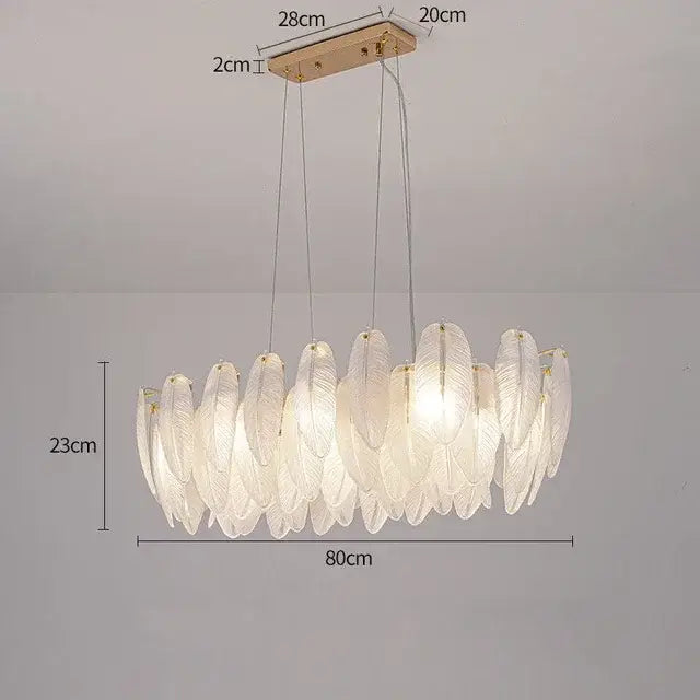 Modern gold crystal feather chandelier living room pendant light