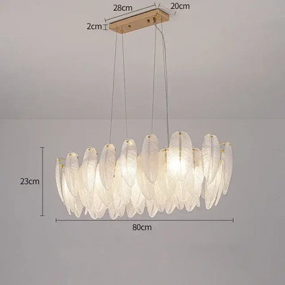 Modern gold crystal feather chandelier living room pendant light