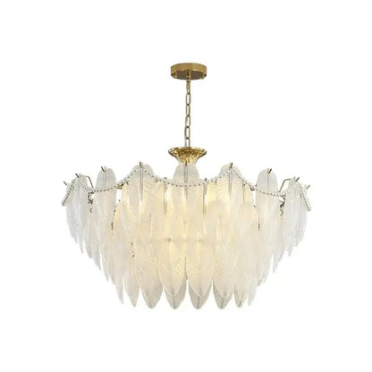 Modern gold crystal feather chandelier living room pendant light