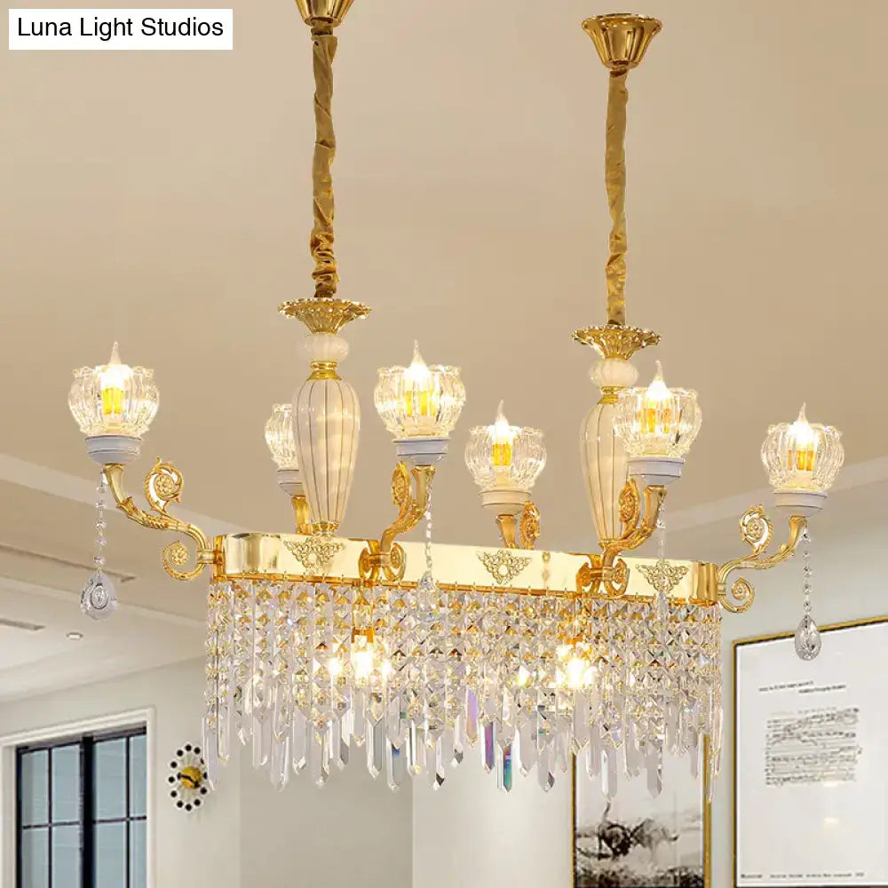Modern gold crystal floral light fixture dining room pendant lamp