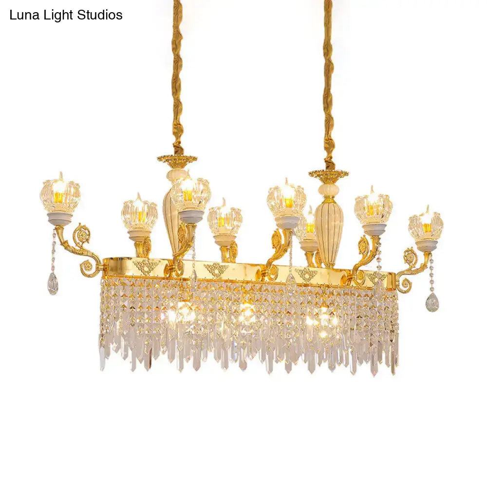 Modern gold crystal floral light fixture dining room pendant lamp