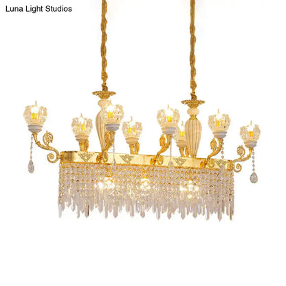 Modern gold crystal floral light fixture dining room pendant lamp