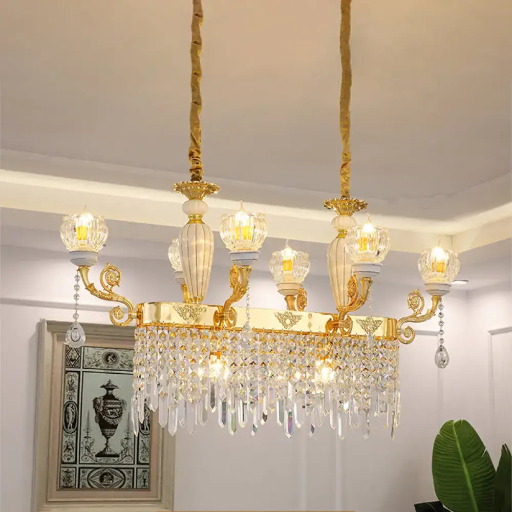 Modern gold crystal floral light fixture dining room pendant lamp