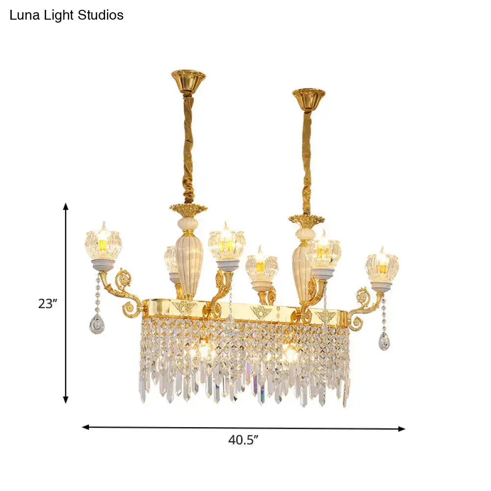 Modern gold crystal floral light fixture dining room pendant lamp