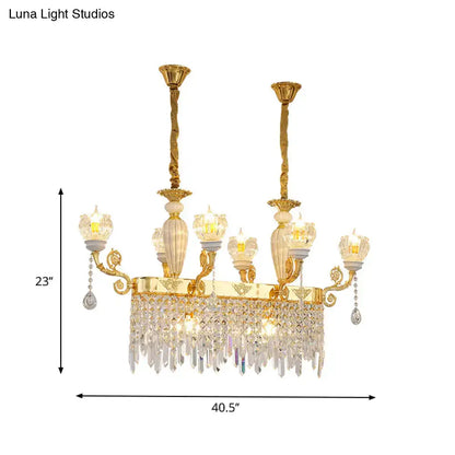 Modern gold crystal floral light fixture dining room pendant lamp