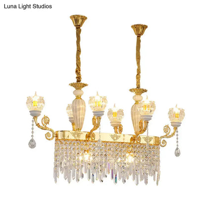Modern gold crystal floral light fixture dining room pendant lamp