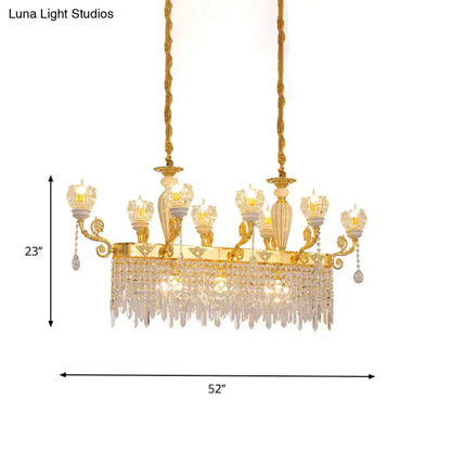 Modern gold crystal floral light fixture dining room pendant lamp