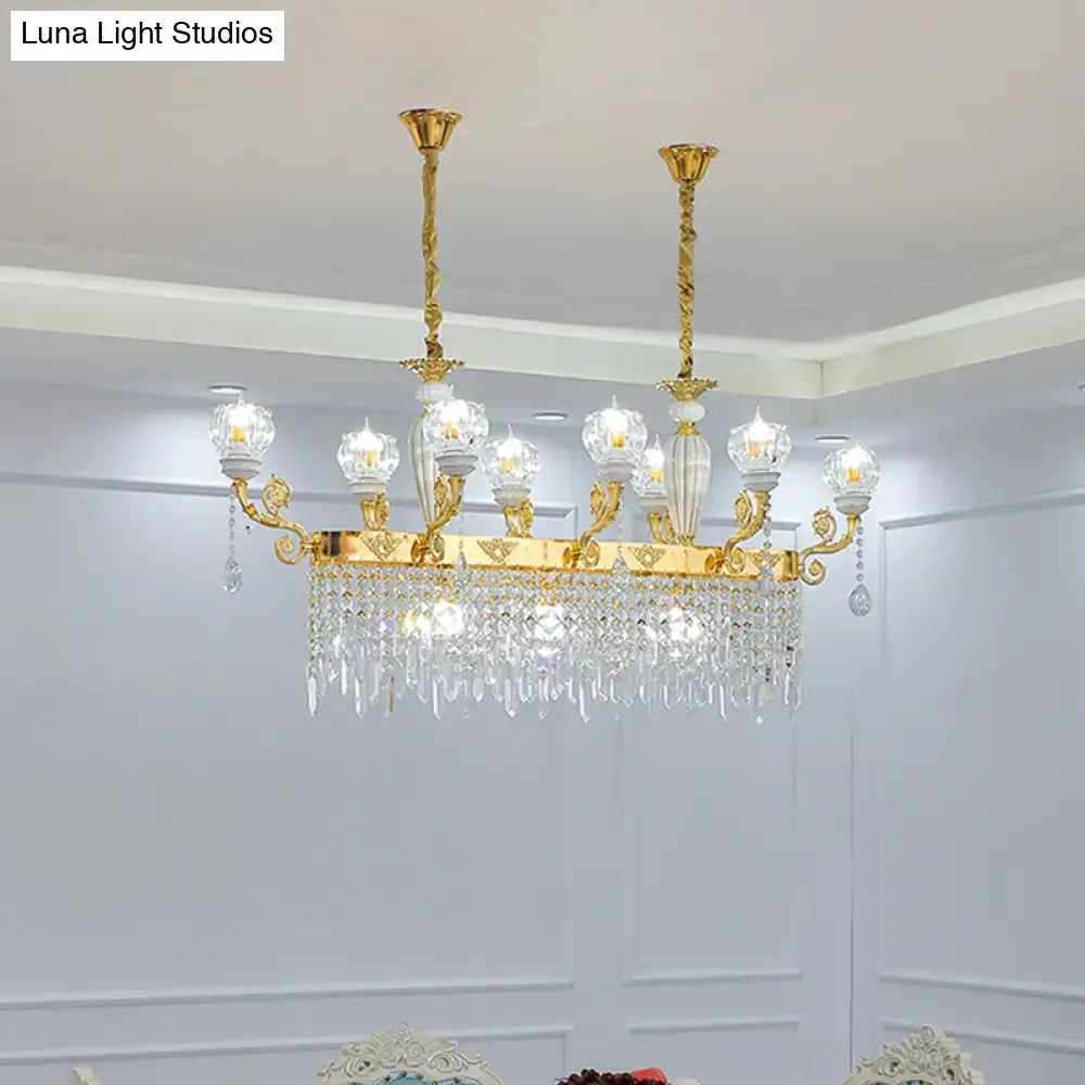 Modern gold crystal floral light fixture dining room pendant lamp