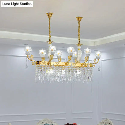 Modern gold crystal floral light fixture dining room pendant lamp