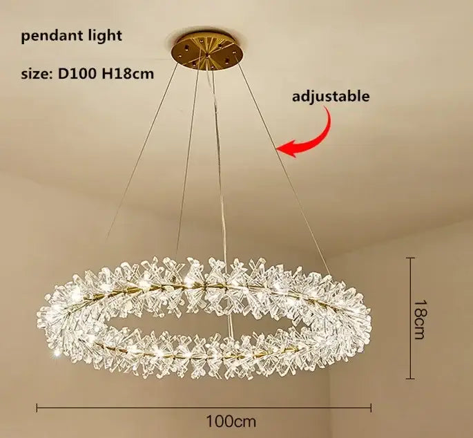 Modern gold crystal flower chandelier living room ceiling light