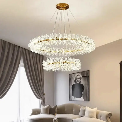 Modern gold crystal flower chandelier living room ceiling light