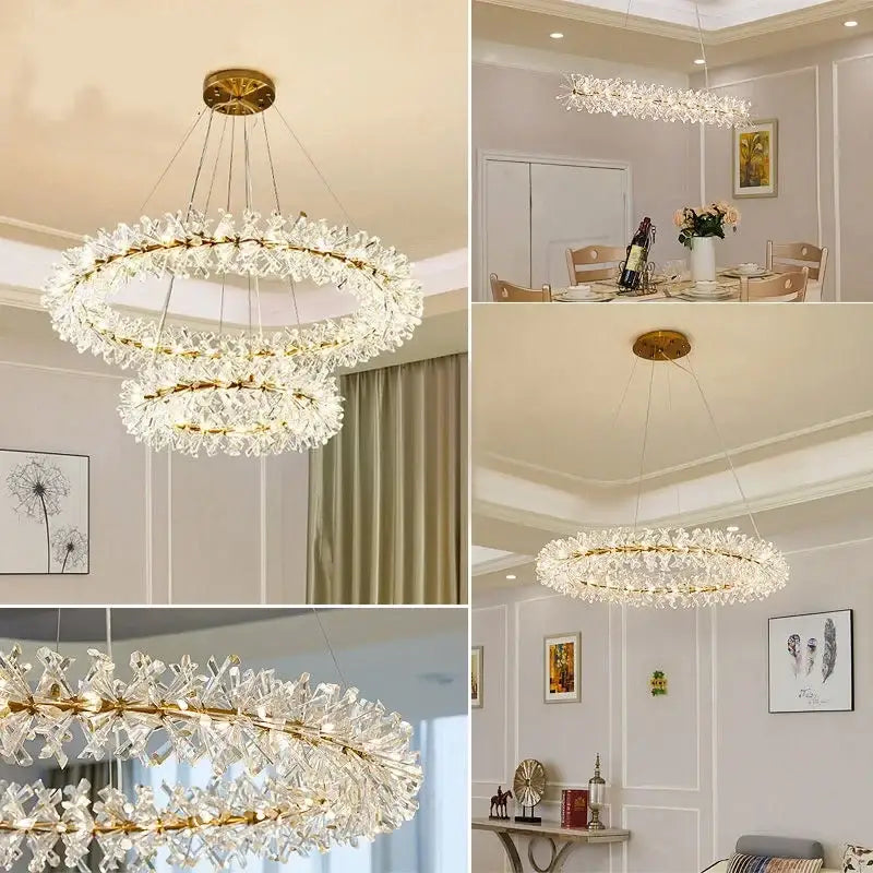 Modern gold crystal flower chandelier living room ceiling light