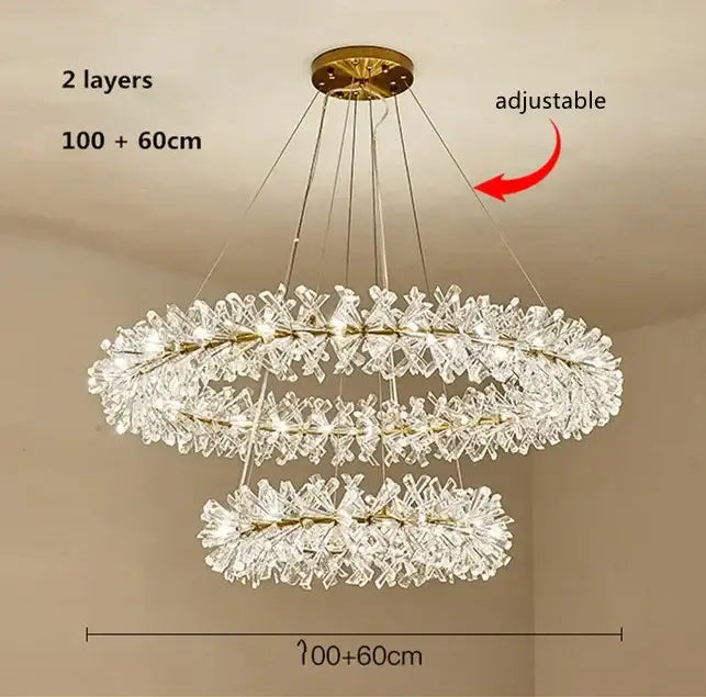 Modern gold crystal flower chandelier living room ceiling light