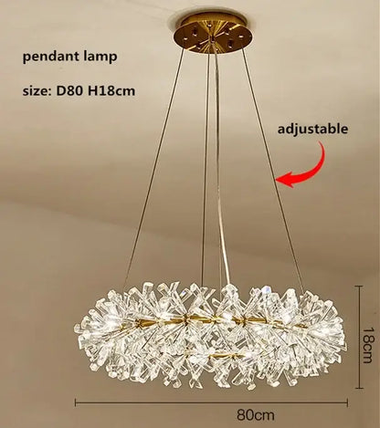 Modern gold crystal flower chandelier living room ceiling light