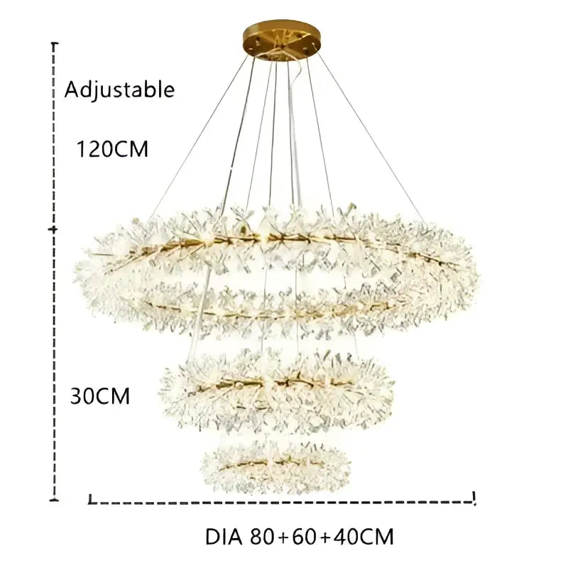 Modern gold crystal flower chandelier living room ceiling light