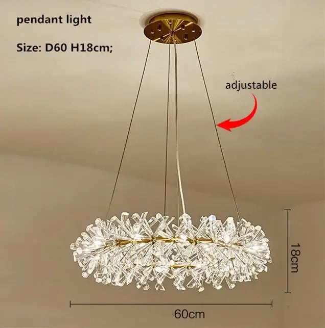Modern gold crystal flower chandelier living room ceiling light