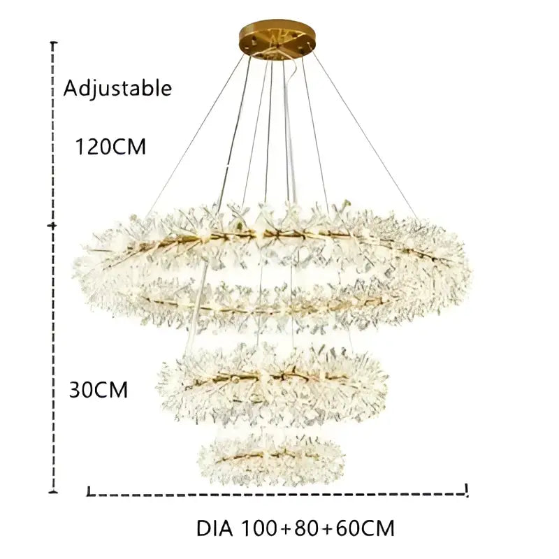 Modern gold crystal flower chandelier living room ceiling light