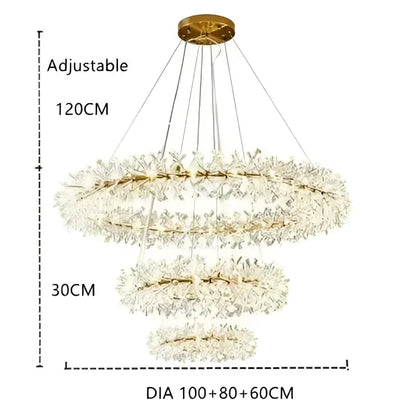 Modern gold crystal flower chandelier living room ceiling light
