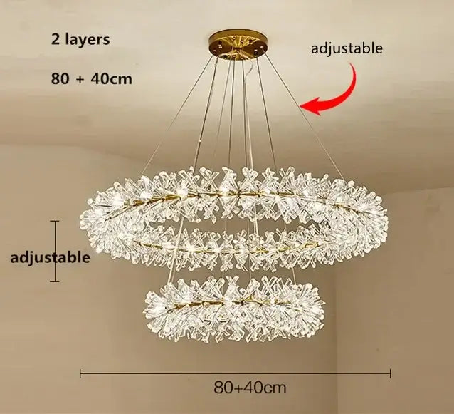 Modern gold crystal flower chandelier living room ceiling light