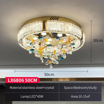Modern gold crystal flower led ceiling light living room decor