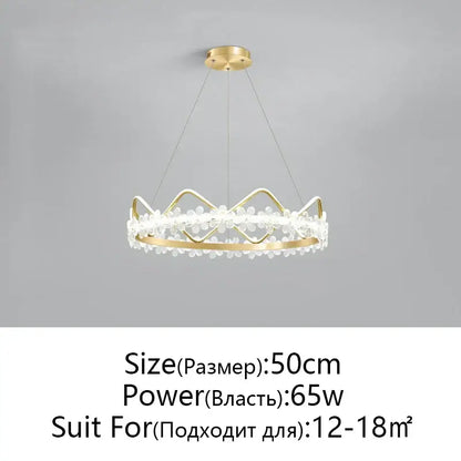 Modern gold crystal flower ring chandelier for living room