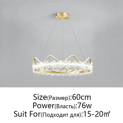 Modern gold crystal flower ring chandelier for living room