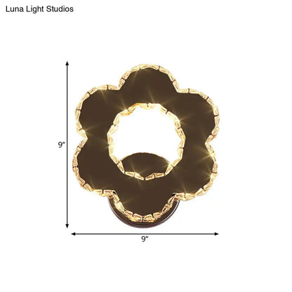 Modern gold crystal flower wall sconce bedroom warm white light