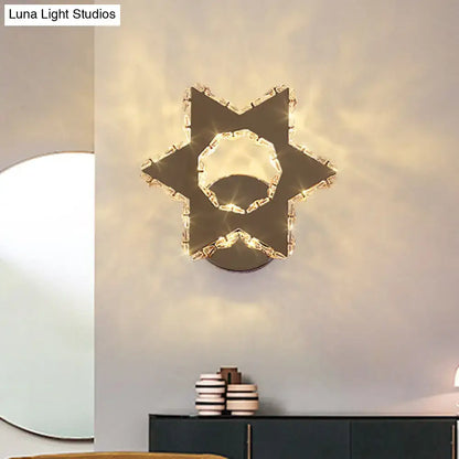 Modern gold crystal flower wall sconce bedroom warm white light
